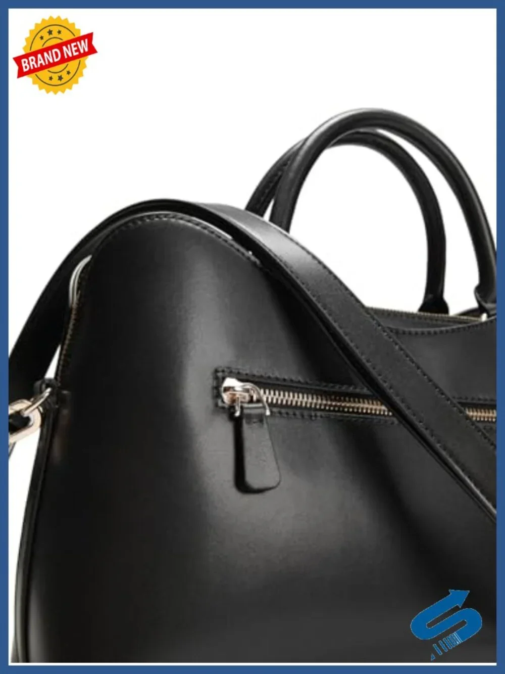 Women's Satchel with Shiny Gold Hardware, Adjustable Strap